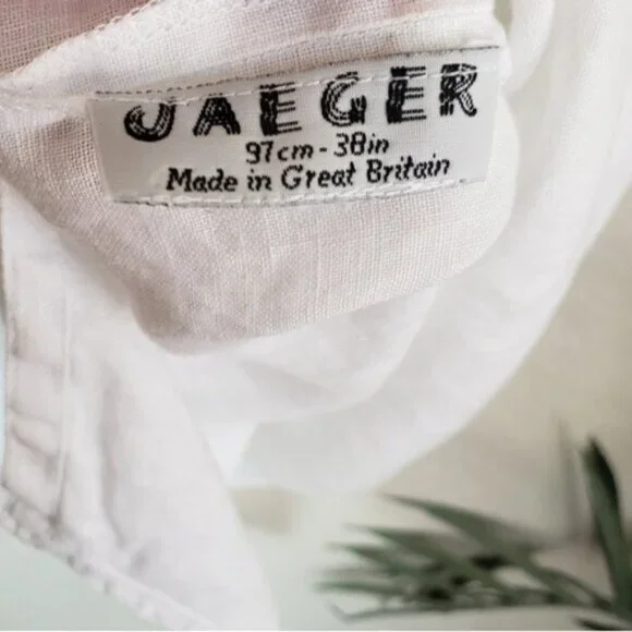 JAEGER Linen Classic Shirt Button Up Blouse Short Sleeves size L Resort Basics - Picture 5 of 16